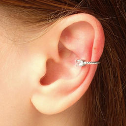 Серьга Кафф драгоценность, цвет белый в серебре