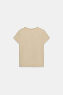 CAMISETA ALGOD?N MANGA CORTA / Beige claro