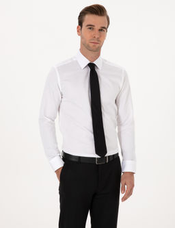 Beyaz Slim Fit Uzun Kollu Basic G_mlek