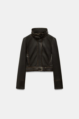 DISTRESSED 100% LEATHER JACKET - Zara фото 9