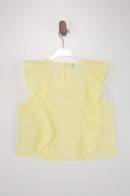 Sar? F?rf?r Detayl? Crop Boy Yar? Transparan Dokuma Bluz TWOSS26BZ00403 - Trendyolmilla фото 2