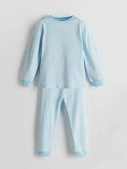 Bisiklet Yaka ?izgili Erkek Bebek Pijama Tak?m?