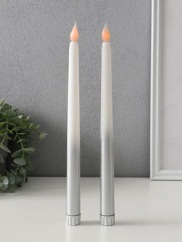 Набор светодиодных свечей, ночники LED «Нежность», 2 шт., 2×ААА, серебро, 2×2×27.5 см