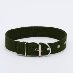 Ошейник клепаный, 48,5 х 3 см, ОШ 31-40 см, полиэстер, тёмно-зелёный - Пижон фото 2