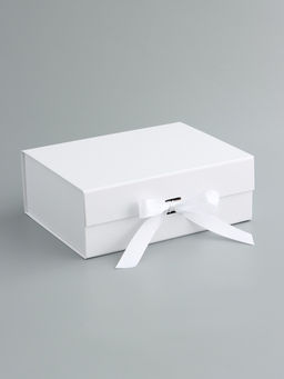 Коробка подарочная с бантом складная 29 х 22 х 10,5 см Белая