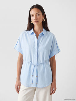 ?izgili Ba?c?kl? Oversize Kad?n G?mlek