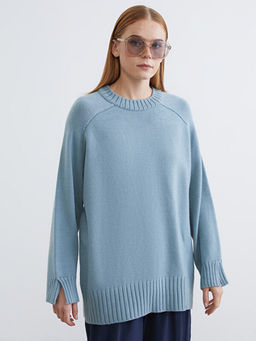 Bisiklet Yaka Oversize Kad?n Triko Tunik