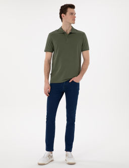 Haki Regular Fit %100 Pamuk Polo Yaka Basic Ti__rt