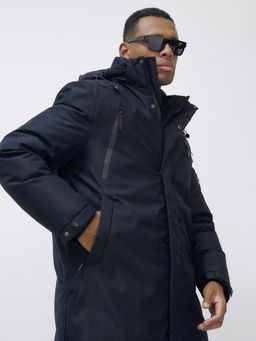 Парка мужская зимняя удлиненная темно-синего цвета 8385TS