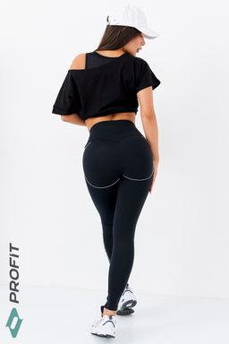 Спортивные леггинсы с кантом, черные, lp.340.001 - Profit фото 11