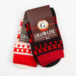 Носки женские новогодние тёплые GRAND, ёлочки, размер 25