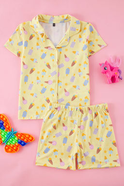 Sar? K?z Cocuk Hayvan Bask?l? Gomlek Yaka Alt Ust Pijama Tak?m? TKDSS25PT00001 Sar? K?z Cocuk Hayvan Bask?l? Gomlek Yaka Alt Ust Pijama Tak?m? TKDSS25PT00001