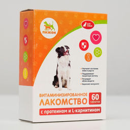 Лакомства Пижон для собак, с протеином и L-карнитином, 60 табл.