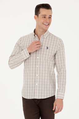 U. S. Polo Assn Мужская рубашка песочного цвета в клетку - U.s. polo assn фото 15