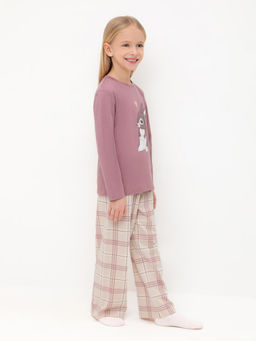 К 1623/морозная вишня,текстильная клетка пижама для дев