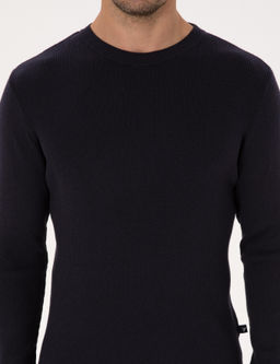 Lacivert Slim Fit Pamuk Kar___ml_ Bisiklet Yaka Selanik _rg_ Triko Kazak - Cacharel фото 6