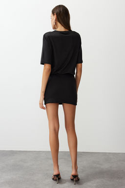 TRENDYOLMILLA Beyaz Duz Yumusak Kumasl? Fitted/Vucuda Oturan K?sa Kollu Esnek Orme Elbise TWOSS24EL00756 фото 14