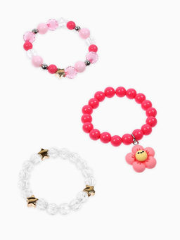 Цена за 2 шт. Набор браслетов детский Выбражулька «Цветок» 3 шт. d=6 см. бело-розовый