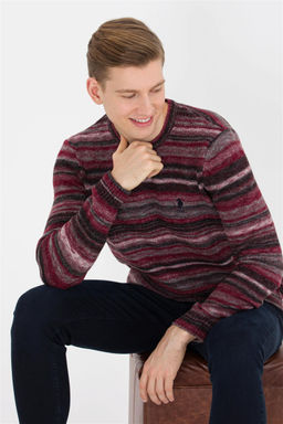 U. S. Polo Assn Мужской трикотажный свитер вишневого цвета с круглым вырезом - U.s. polo assn фото 8