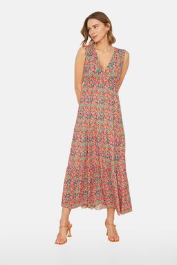 TRENDYOLMILLA Mor Cicek Desenli V Yaka Kolsuz A-Line Maxi Orme Elbise TWOSS22EL1588  фото 2