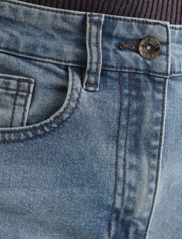 Джинсы трубы прямые с декоративной стиркой из эластичного денима - Vilatte фото 3