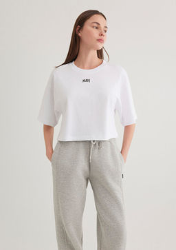 Mavi Logo Bask?l? Beyaz Crop Tisort  фото 3