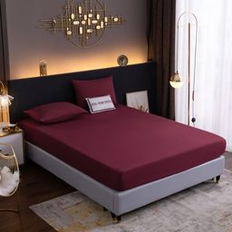 Комплект постельного белья Однотонный Сатин на резинке CSR022 160*200*35 2 спальный наволочка