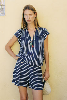 STRIPED LINEN BLEND SHIRT - Zara фото 6