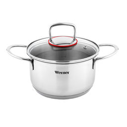 50169 WERNER Кастрюля COMO 18х9,5см/2,4л со стеклянной крышкой, с индукционным капсульным дном. Материал: нерж. сталь. Толщина: 0,5мм
