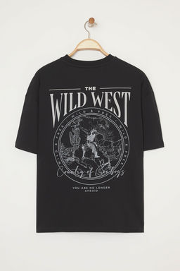 TRENDYOL MAN Buyuk Beden Siyah Oversize/Genis Kesim %100 Pamuklu T-Shirt TMNSS25BF00008 - Trendyolmilla фото 3