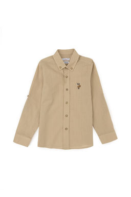 Рубашка U.s. Polo Assn для мальчика светло-хаки хлопок  фото 2