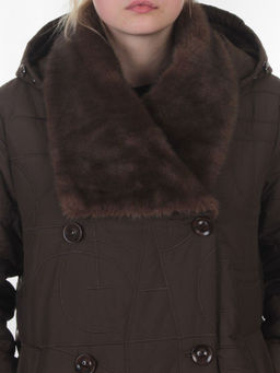 A617 BROWN Пальто зимнее женское (верблюжья шерсть, 120 гр. холлофайбер)