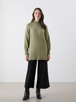 Dik Yaka Oversize Kad?n Triko Tunik