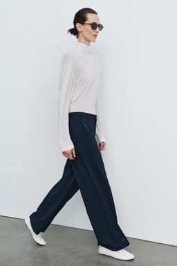 STRIPED TROUSERS WITH BUTTONS AT HEM ZW COLLECTION - Zara фото 3