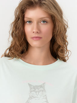 Комплект домашний женский мятный с надписью сначала покорми, а потом ручки тяни - Mark formelle фото 6