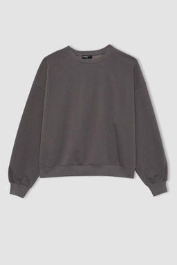Толстый толстый свитшот Cool Oversize с круглым вырезом - Defacto фото 9