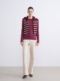 B?y?k Beden Bisiklet Yaka Fitilli Kad?n Ti??rt