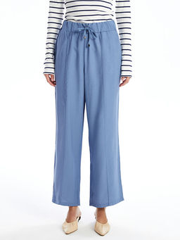 Beli Lastikli D?z Geni? Pa?a Kad?n Pantolon - Waikiki фото 2