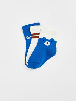 Bask?l? Erkek Bebek Soket ?orap 3l? - Waikiki фото 2