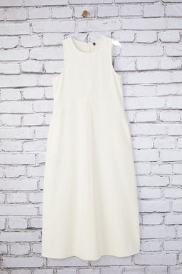 Trendyolmilla Kahverengi Keten Kar?s?ml? Duz Kesim Dikis ve Cep Detayl? Midi Dokuma Elbise TWOSS25EL00652 фото 5