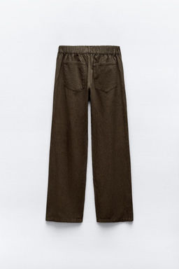FLOWING DENIM-EFFECT TROUSERS - Zara фото 6