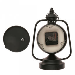 Часы настольные интерьерные "Летучая мышь" 18х11х26см, циферблат с рисунком, бежевый; цифры арабские, черный; выпуклое стекло; корпус металл, черный матовый; в коробке (Китай)