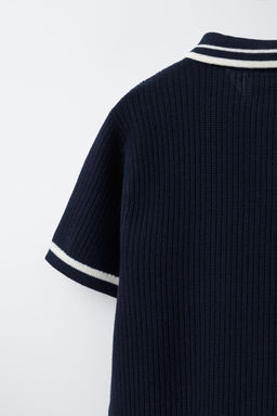 BASIC RIBBED KNIT POLO SHIRT - Zara фото 4