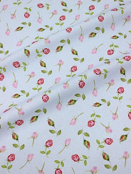 Поплин Премиум (Digital) Изящные розочки цв.св.небесно-голубой, ш.1.45м, хлопок-100%, 130гр/м.кв