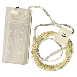 ULD-S0500-050/SCB/2AA WHITE IP20 DEW Гирлянда светодиодная на батарейках 2AA (не в/к), Роса, 5м. 50 светодиодов. Белый свет. Провод медный. TM Uniel