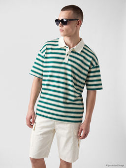 Polo Yaka ?izgili Penye Erkek Ti??rt