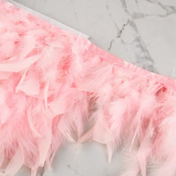 Перья индюка декоративные, на ленте, 13-17 см, 5±0.5 м, розовые