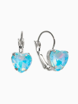 Серьги "Сердечки" лунные, цвет голубой в серебре