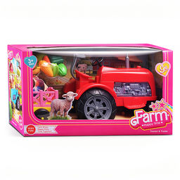 Трактор "Ферма" с фруктами и овощами, в коробке