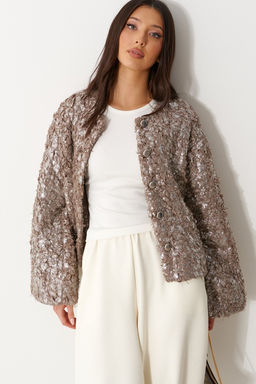 Жакет Annete А5550 из полиэстера тёмно-бежевый  фото 7